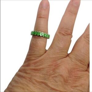 - Pandora sterling silver green enamel ring